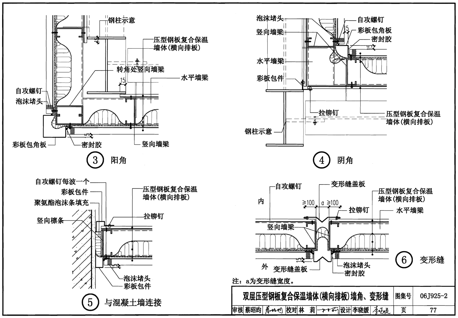 06j925-2:压型钢板,夹芯板屋面及墙体建筑构造(二)